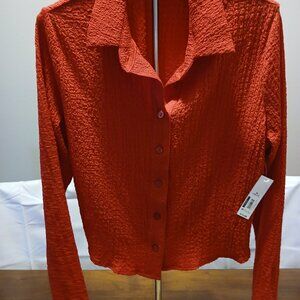 NWT No Boundaries Red Button-Up Long Sleeve ⁸Women's Top Sz XL